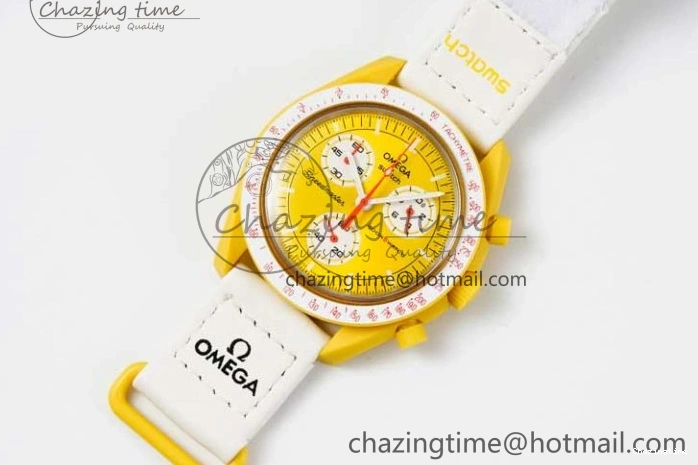 1223 Speedmaster Misson To The Sun 1:1 Best Edition Yellow Dial On Nylon Strap Quartz FlexibleFit 7855